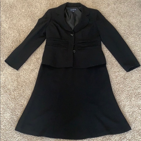 Evan-Picone, black, A-line/bell skirt suit -lined - Picture 3 of 7